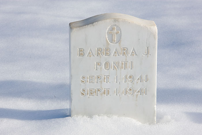A white tombstone with white lettering in the white of fallen snow had its own appeal for me. &nbsp;Perhaps the aspect that is...
